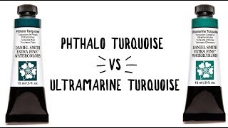 Daniel Smith Color Showdown Ep 4: Phthalo Turquoise vs Ultramarine Turquoise | Watercolor Comparison