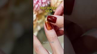 Warm wine red & amber glitter nail stickers $6.6 🍂easy DIY fall manicure at home.#Nail #DIYNails