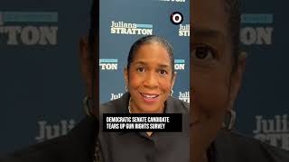 Democratic Senate candidate tears up gun rights survey