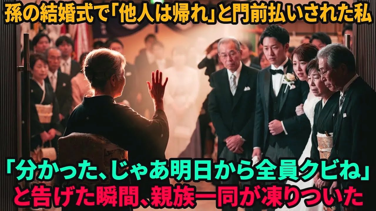 【スカッと】孫の結婚式で私を追い返した息子夫婦。「お前らの会社のオーナーは私だけど？」と正体を明かし、親族全員を解雇した結果w【シニアライフ】【60代以上の方へ】