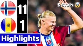 Norway Vs Moldova 11-1 Highlights & All Goals Haaland 5 Goals