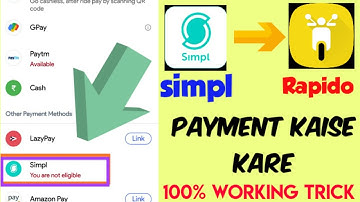 Simpl se rapido par payment kaise kare | how to do payment on rapido through simpl | simpl Eligible