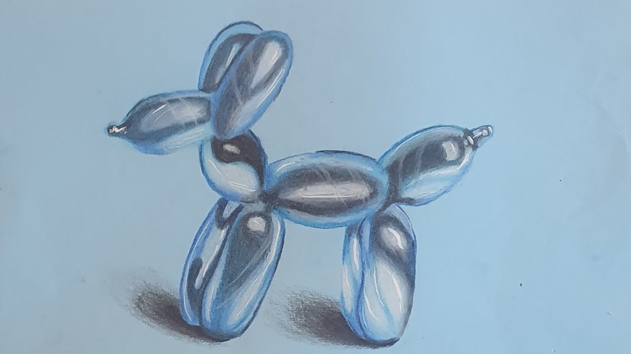 Como desenhar balão azul em forma de cachorro🎈🐶/Tutorial #art #pintura #painting 