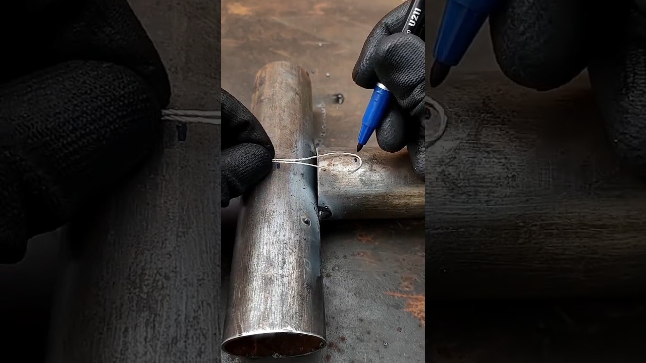 welder idea connecting round pipes for welding #welding #tricks #art #shorts