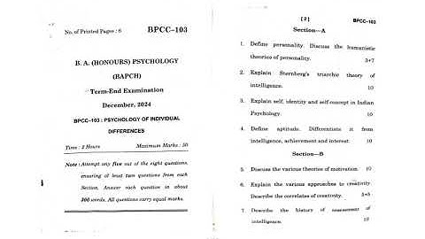 BPCC 103 December 2024 Question paper|| BAPCH || IGNOU Question paper