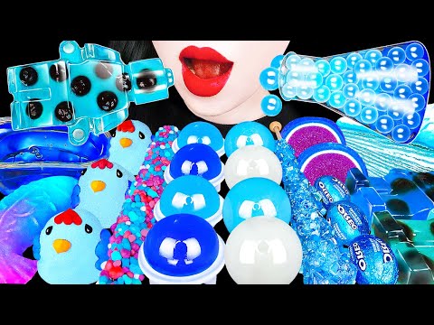 ASMR <strong>BLUE</strong> DESSERTS 신기한 레고펄 젤리, 팝핑보바, 코하쿠토 POPPING <strong>BOBA</strong> KOHAKUTO MOST POPULAR COLOR FOODS 먹방 MUKBANG