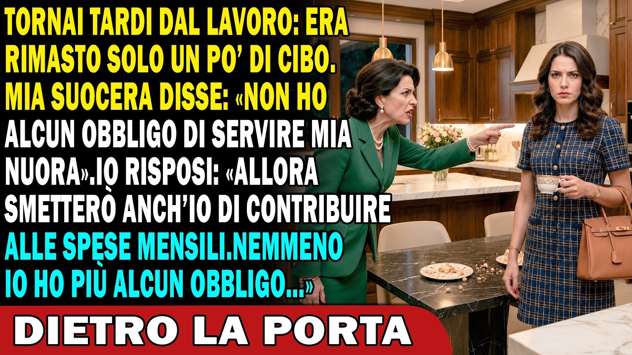 Ero tornata a casa dopo quattordici ore di lavoro e avevo trovato solo gli avanzi: una lisca di pesce spolpata e lenticchie fredde. Mia suocera mi guardò e disse: «Io non ho alcun obbligo di...