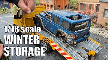 I stored a dozen diecast cars in my 1/18 scale barn for the winter!