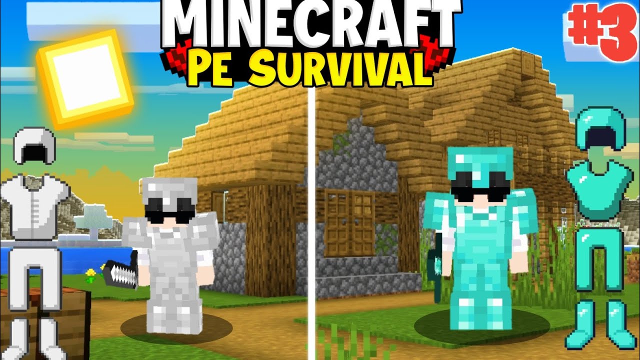 I made a full diamond armour in my survival series in hindi (MCPE ...