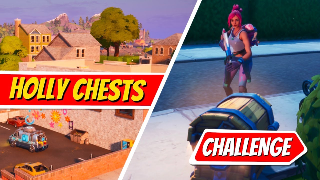 FORTNITE CHALLENGES GUIDE Search Chests Or Ammo Boxes At Holly Hedges! YouTube