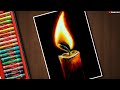 How to draw a candle with oil pastel drawing for beginners  very easy candle light diya drawing