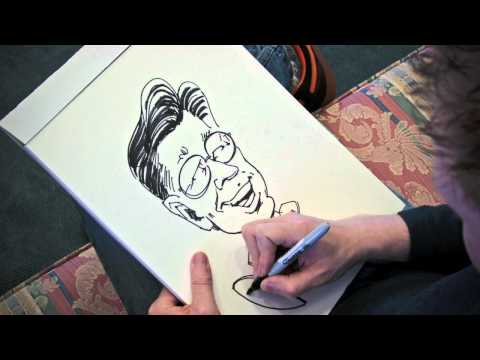 Chris Ayers '97 executes a caricature of President Kunkel