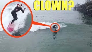 drone catches clown surfing huge waves in the ocean (he got really mad)