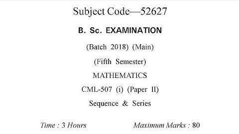 Sequence and Series Previous Year Question Paper of 5th semester | Gju Hisar | Mathematics