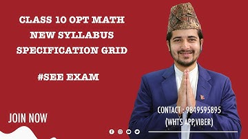 Class 10 Opt Math New Syllabus | SEE Opt Math Specification Grid | Grade 10 Opt Math Syllabus