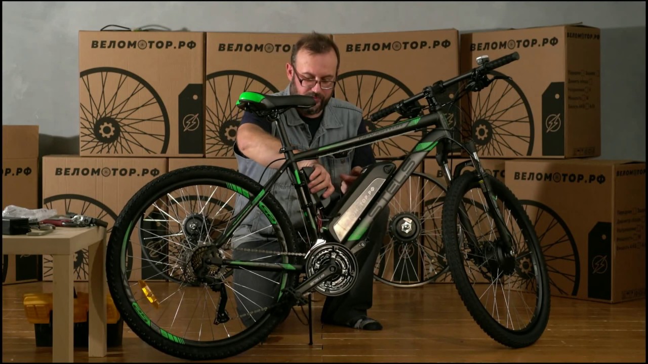 Установка комплекта мотор-колесо на велосипед на переднее колесо. - YouTube
