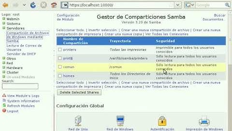 Xestionar permisos carpetas compartidas samba