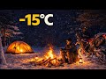 Alone Winter Motorcycle Camping at −15°C | Silent Survival ASMR