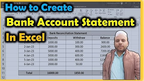 how to Create a Bank Account Statement in Excel step by step | Bank statement #excelformulas