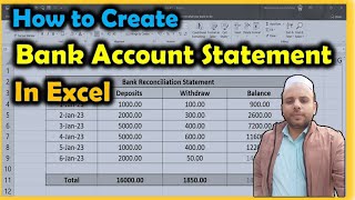 how to Create a Bank Account Statement in Excel step by step | Bank statement #excelformulas