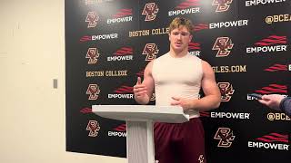 Play video: Boston College Football TE Zeke Moore After Last Spring Practice 