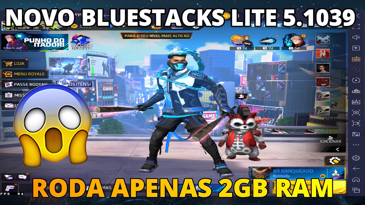 MELHOR EMULADOR PARA PC E NOTEBOOK FRACO BLUESTACKS LITE 5.1039 😱 SUPER LEVE 2GB RAM 🚀