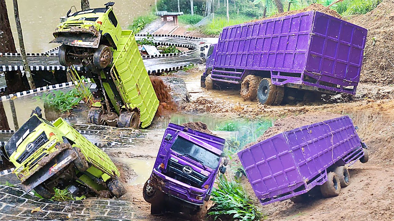 TRUK JOGET Hino 500 Tronton Truk Hino ENGKEL Lewati Tanjakan Licin Truk oleng Terguling Rc Handmade