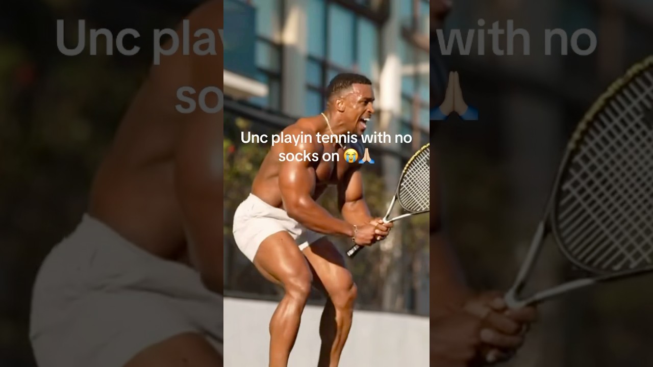 Playing tennis with no socks is crazy. 