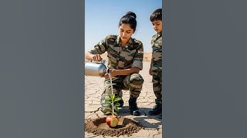Indian Army girl and her child saved a apple tree drying up 😭 #shorts #ai #tree #apple #indianarmy