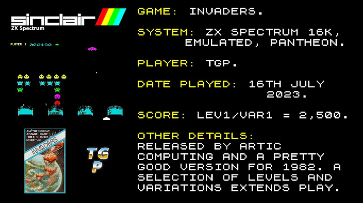 Invaders - Artic Computing - ZX Spectrum - Level 1 / Variation 1 - 2,500 points - Emulated.