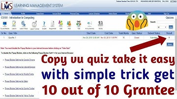 How to get 10/10 in Vu quiz Cheating and get 100% full Mark