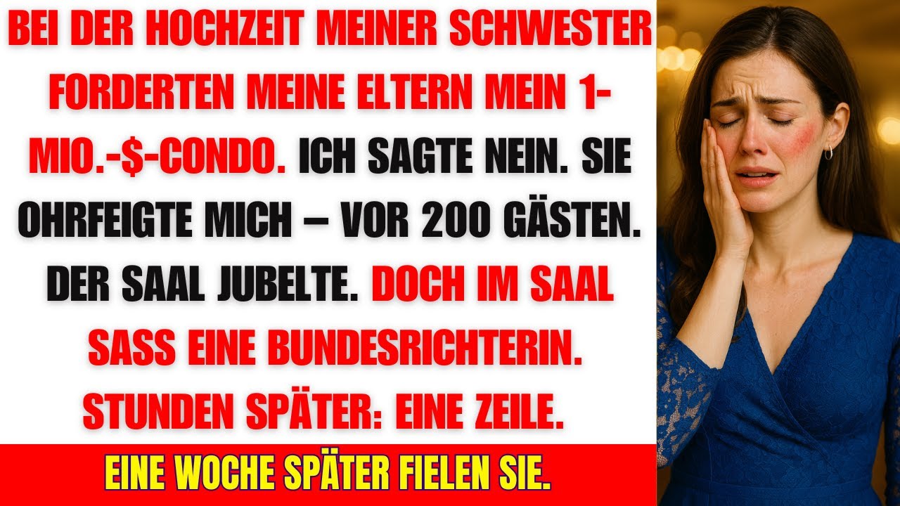 Meine Eltern forderten meine Wohnung auf Alicias Hochzeit – dann ohrfeigte sie mich vor allen