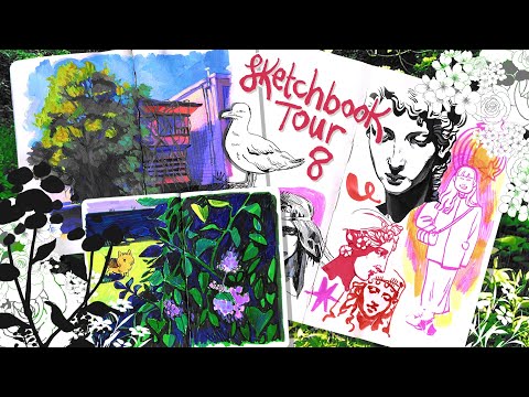 Sketchbook Tour 8! - Inktober illustrations at the end! Also I say 'cute' a lot