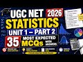 🔥 UGC NET Statistics 2026 | Unit 1 Part 2 | 35 Most Expected MCQs with Answers | Complete Revision 📚