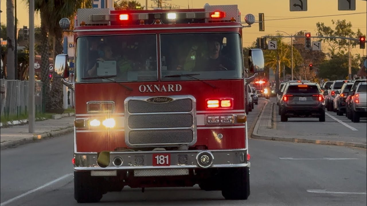Oxnard Fire Department Engine 181 ( Reserve ) Responding Code 3 to a Traffic Collision 