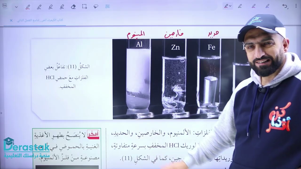 تفاعل الفلزات مع الحمض المخفف || الصف التاسع || الكيمياء || ليث الدبابسة || منصة دراستك