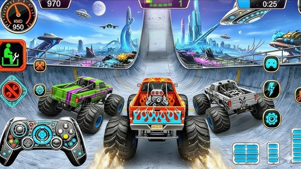 🚨Monster Truck Mega Ramp Extreme Racing Mega Ramp Extreme stunts 💥