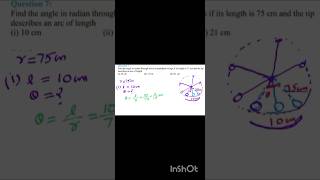 Find the angle in radian through which a pendulum swings if its length is 75 cm and t