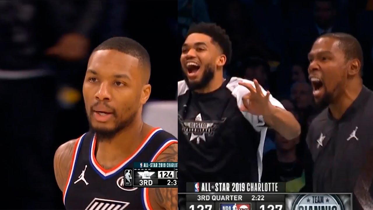 Damian Lillard shocks Team LeBron's bench with multiple three-pointers | Team LeBron vs Team Giannis