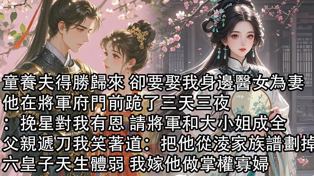 【一口氣看完】童養夫得勝歸來 卻要娶我身邊醫女為妻，他在將軍府門前跪了三天三夜：挽星對我有恩 請將軍和大小姐成全，父親遞刀我笑著道：把他從淩家族譜劃掉，六皇子天生體弱 我嫁他做掌權寡婦