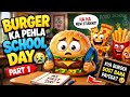 🍔 Burger ka pehla school day ✨Part 2 chahiye? 👀🍟#FoodieToonsTV #Burger #FunnyAnimation #HindiShorts 