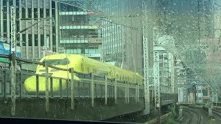 台風15号接近の中、発車した「ドクターイエロー」下り＠東京ー新橋（並走）2019-9-8