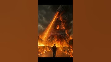 Epic Meteor Strike: The Eiffel Tower Falls! #EiffelTower #ai  #CinematicChaos #Skyfall #Shorts