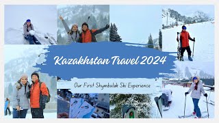 Kazakhstan Travel 2024 🇰🇿:Shymbulak Ski Resort, Almaty Day 1:Our First Ski Experience -Snowfall ⛷️