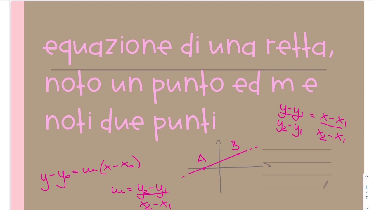 Equazione di una retta noti un punto e il coefficiente angolare e noti due punti YouTube