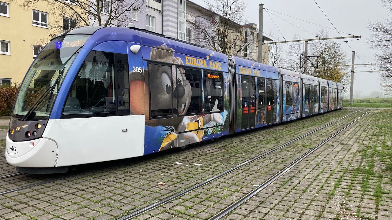 Mit der Straßenbahn 🚋 CAF Urbos durch Freiburg❤️Germany🇩🇪Blick von der Kabine