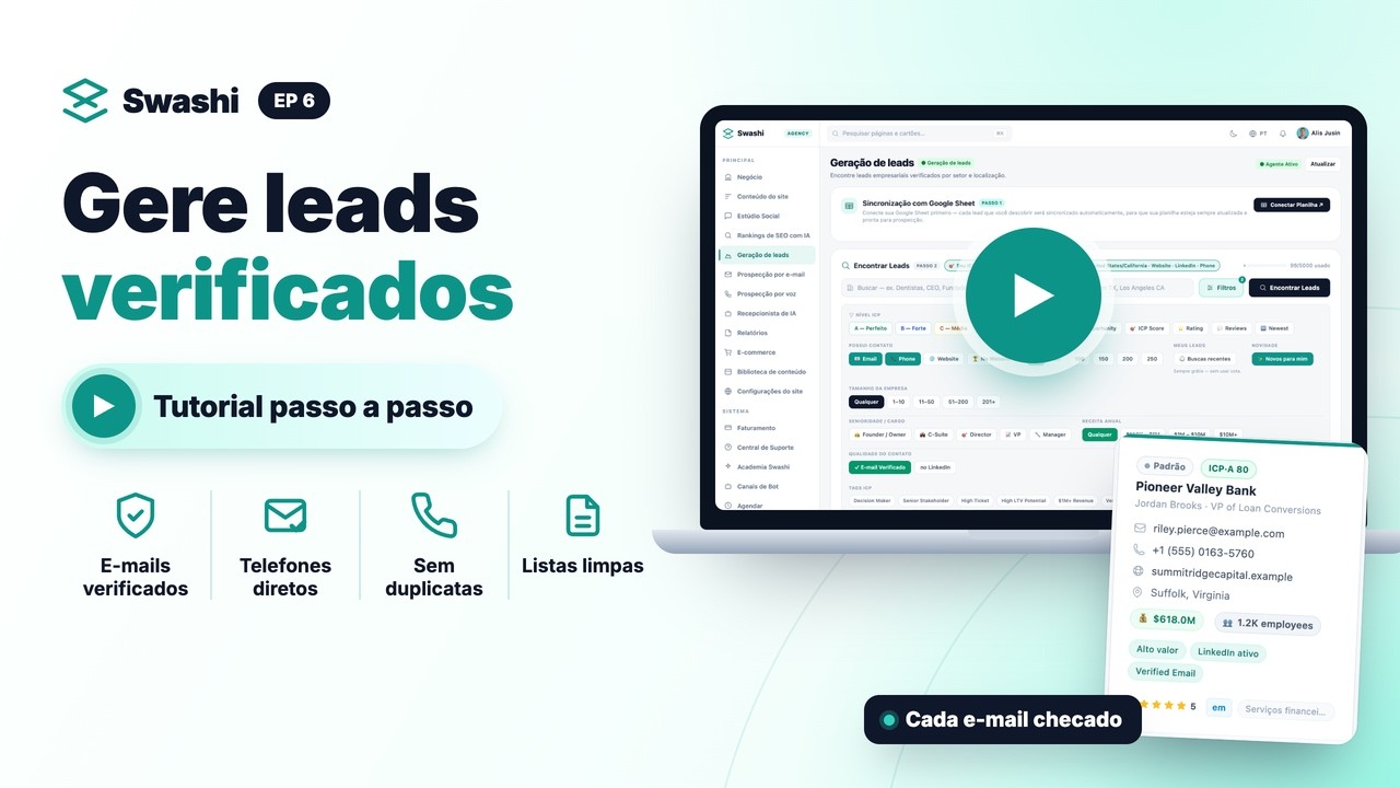 Como gerar leads verificados com o Swashi