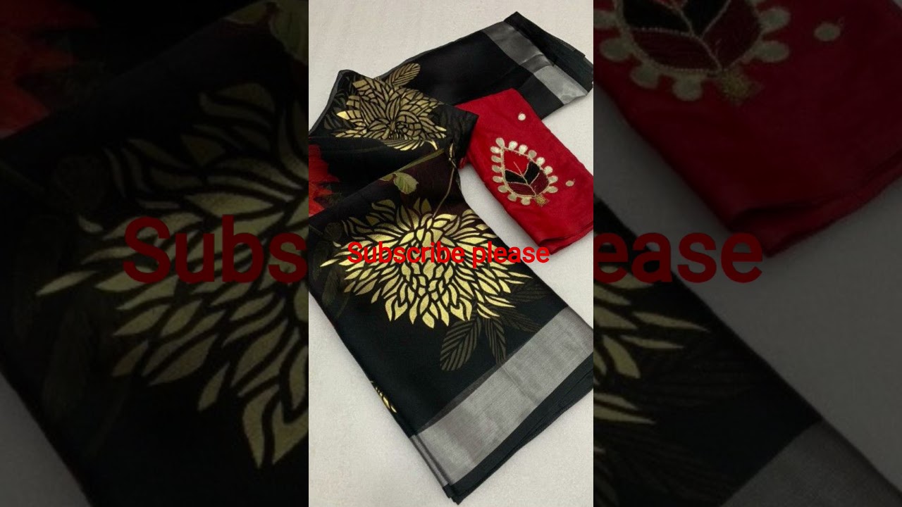 #new✨#letest#flower#print#soft✨ organza✨ saree#beautiful#saree✨ with#contrast#blouse#online#🛍️🛍️🔥✨🛍️