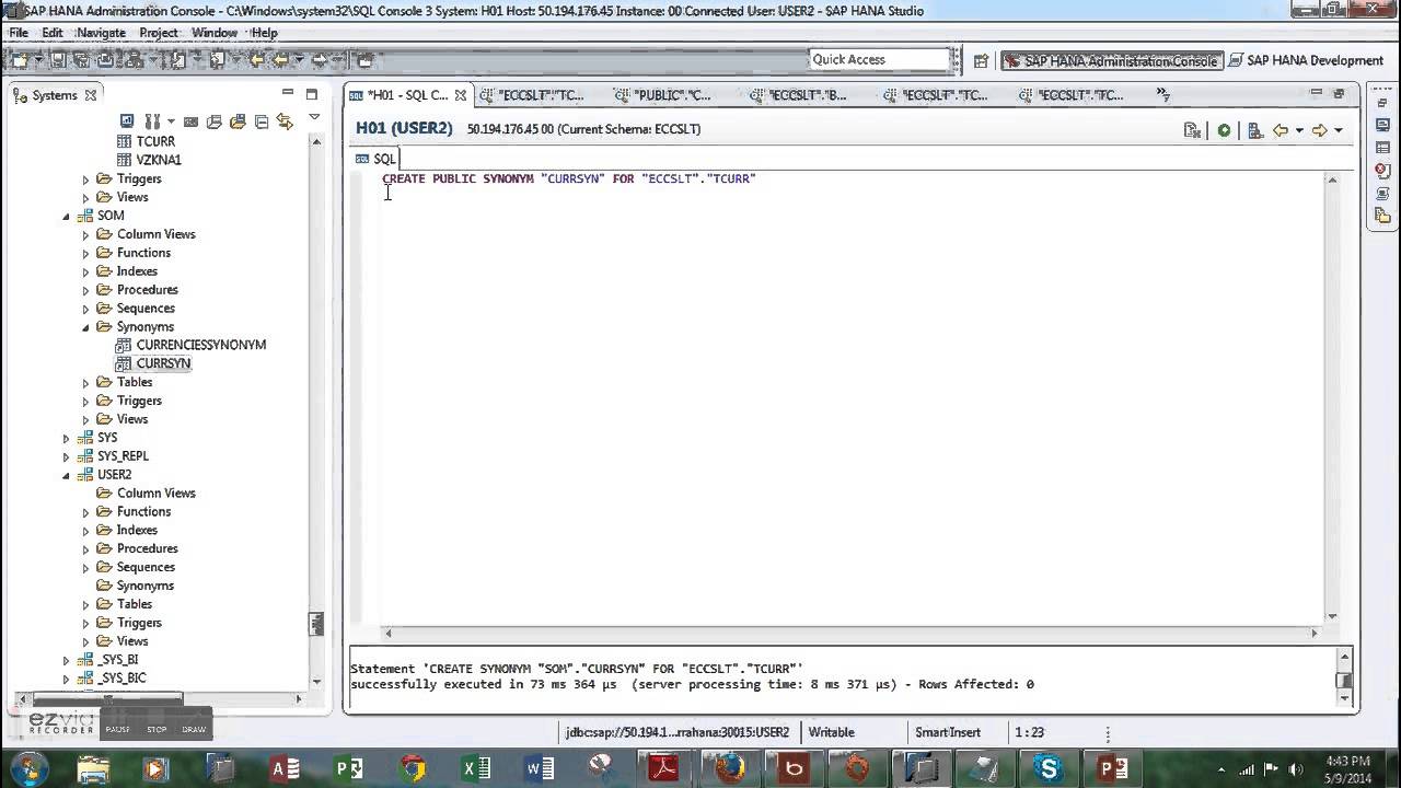 SAP HANA SYNONYM YouTube