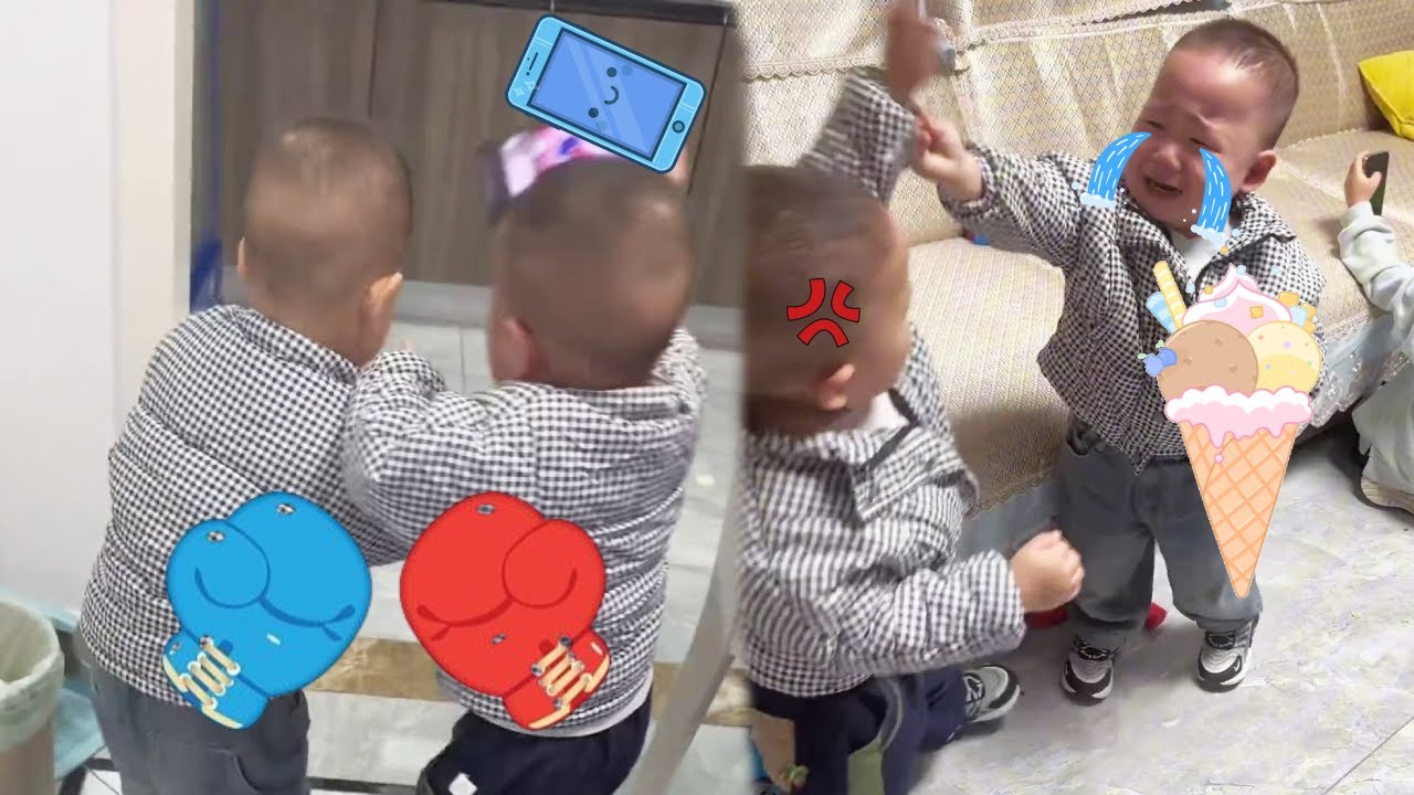 【超萌双胞胎】大胖抢手机，二胖上去就是一拳！给冰激凌都不好使！